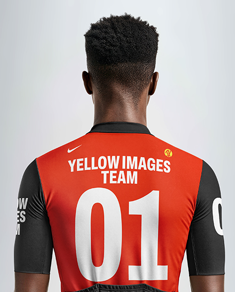 Afro-American Man Wearing Cycling Jersey and Bib Shorts Mockup