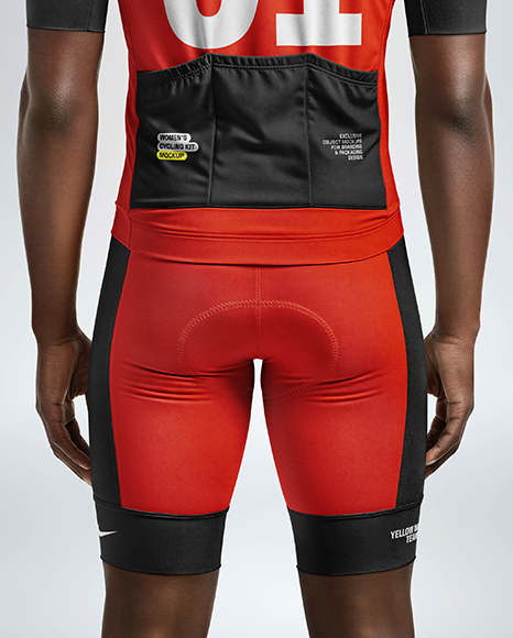 Afro-American Man Wearing Cycling Jersey and Bib Shorts Mockup