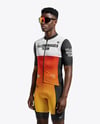 Afro-American Man Wearing Cycling Jersey and Bib Shorts Mockup
