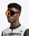 Afro-American Man Wearing Cycling Jersey and Bib Shorts Mockup