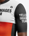 Afro-American Man Wearing Cycling Jersey and Bib Shorts Mockup
