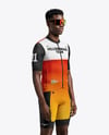 Afro-American Man Wearing Cycling Jersey and Bib Shorts Mockup