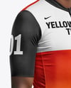 Afro-American Man Wearing Cycling Jersey and Bib Shorts Mockup