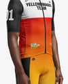 Afro-American Man Wearing Cycling Jersey and Bib Shorts Mockup