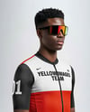 Afro-American Man Wearing Cycling Jersey and Bib Shorts Mockup
