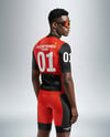 Afro-American Man Wearing Cycling Jersey and Bib Shorts Mockup