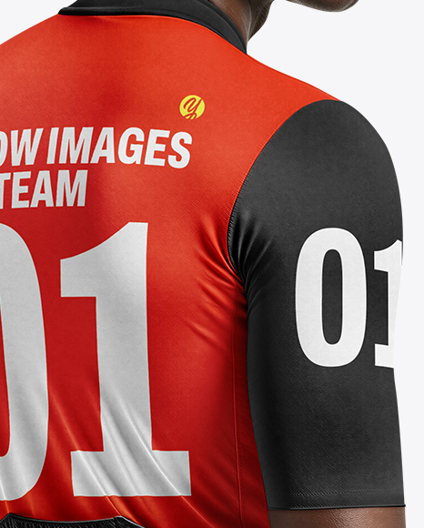 Afro-American Man Wearing Cycling Jersey and Bib Shorts Mockup