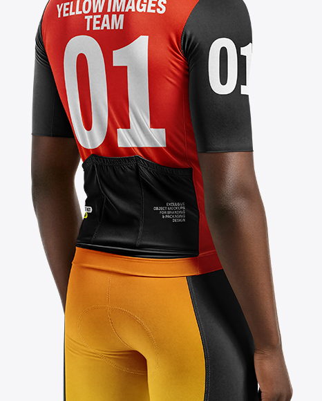 Afro-American Man Wearing Cycling Jersey and Bib Shorts Mockup