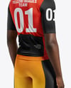 Afro-American Man Wearing Cycling Jersey and Bib Shorts Mockup