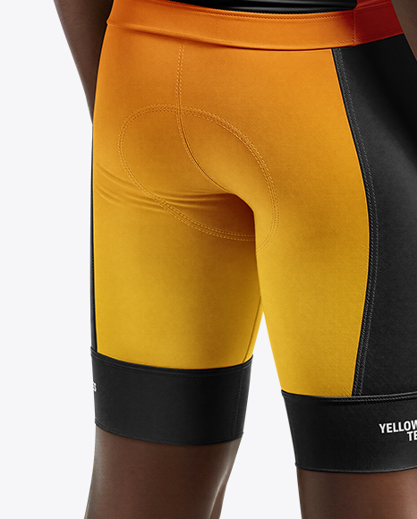 Afro-American Man Wearing Cycling Jersey and Bib Shorts Mockup