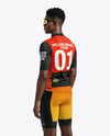 Afro-American Man Wearing Cycling Jersey and Bib Shorts Mockup