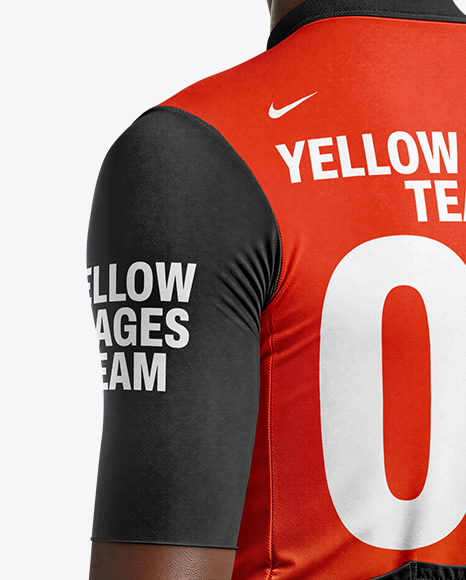 Afro-American Man Wearing Cycling Jersey and Bib Shorts Mockup