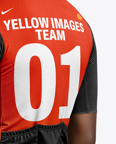 Afro-American Man Wearing Cycling Jersey and Bib Shorts Mockup