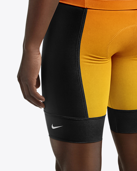 Afro-American Man Wearing Cycling Jersey and Bib Shorts Mockup