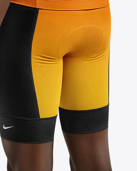 Afro-American Man Wearing Cycling Jersey and Bib Shorts Mockup