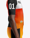 Afro-American Man Wearing Cycling Jersey and Bib Shorts Mockup