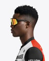 Afro-American Man Wearing Cycling Jersey and Bib Shorts Mockup