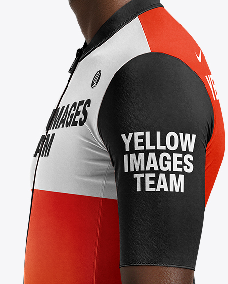 Afro-American Man Wearing Cycling Jersey and Bib Shorts Mockup