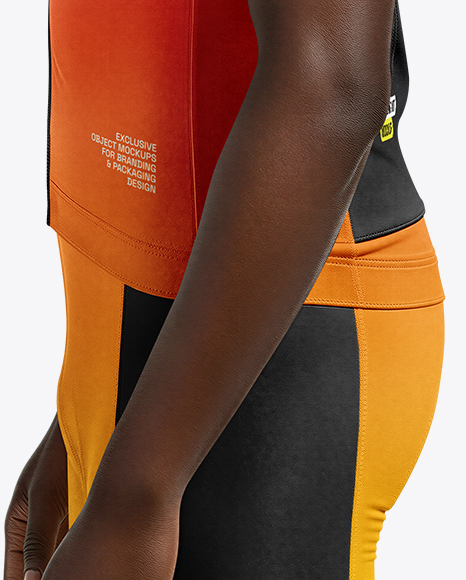 Afro-American Man Wearing Cycling Jersey and Bib Shorts Mockup
