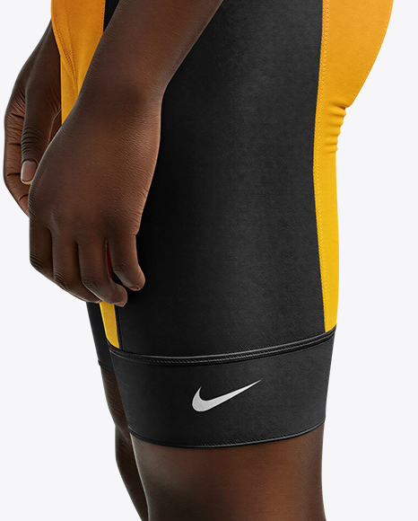 Afro-American Man Wearing Cycling Jersey and Bib Shorts Mockup