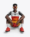 Afro-American Man Wearing Cycling Jersey and Bib Shorts Mockup