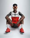 Afro-American Man Wearing Cycling Jersey and Bib Shorts Mockup