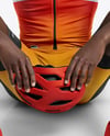 Afro-American Man Wearing Cycling Jersey and Bib Shorts Mockup