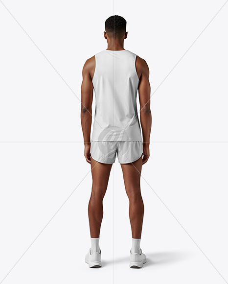 Afro-American Man Wearing Running Kit Mockup