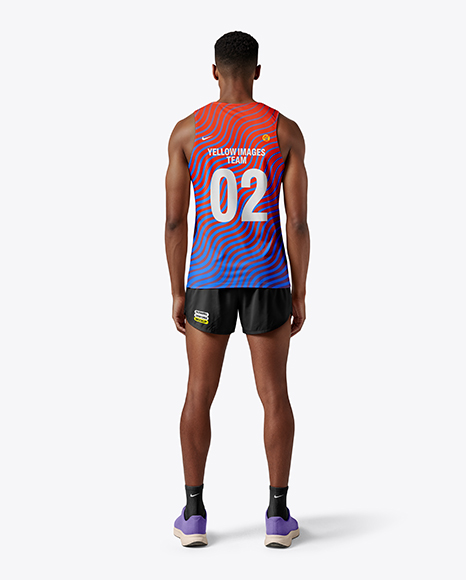 Afro-American Man Wearing Running Kit Mockup