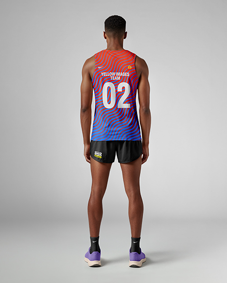 Afro-American Man Wearing Running Kit Mockup