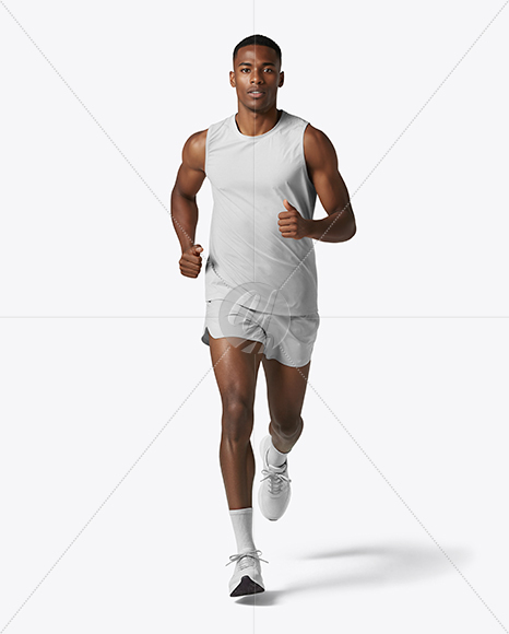 Afro-American Man Wearing Running Kit Mockup