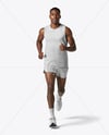 Afro-American Man Wearing Running Kit Mockup