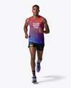Afro-American Man Wearing Running Kit Mockup