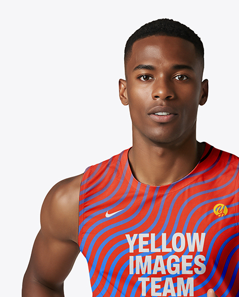 Afro-American Man Wearing Running Kit Mockup