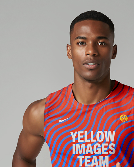 Afro-American Man Wearing Running Kit Mockup