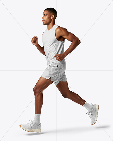 Afro-American Man Wearing Running Kit Mockup