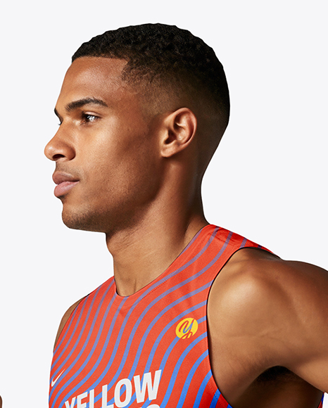 Afro-American Man Wearing Running Kit Mockup