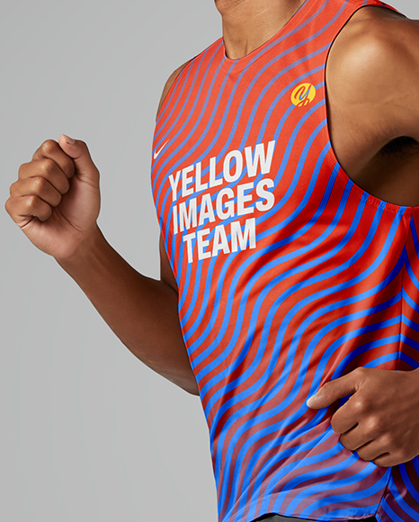 Afro-American Man Wearing Running Kit Mockup