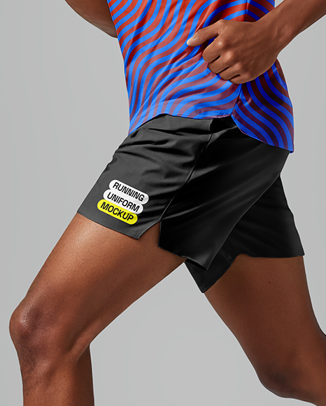 Afro-American Man Wearing Running Kit Mockup