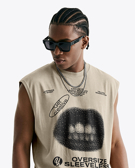 Afro-American Man Wearing Sleeveless Shirt Mockup