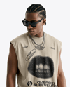 Afro-American Man Wearing Sleeveless Shirt Mockup