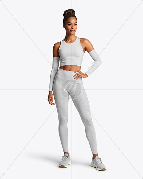 Afro-American Woman Wearing Running Kit Mockup