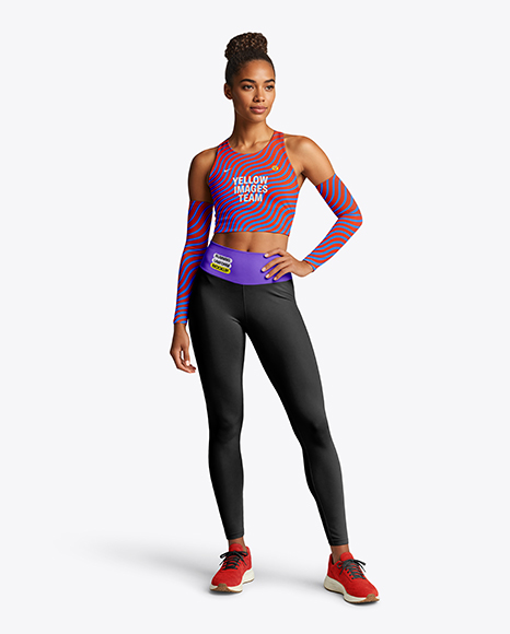 Afro-American Woman Wearing Running Kit Mockup - PSD Mockups