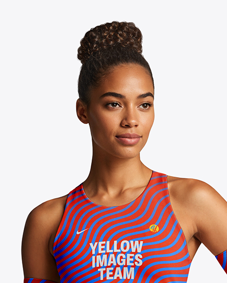 Afro-American Woman Wearing Running Kit Mockup