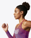 Afro-American Woman Wearing Running Kit Mockup