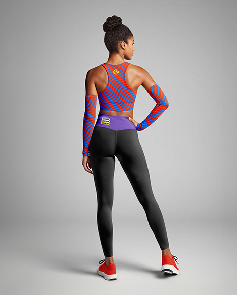Afro-American Woman Wearing Running Kit Mockup