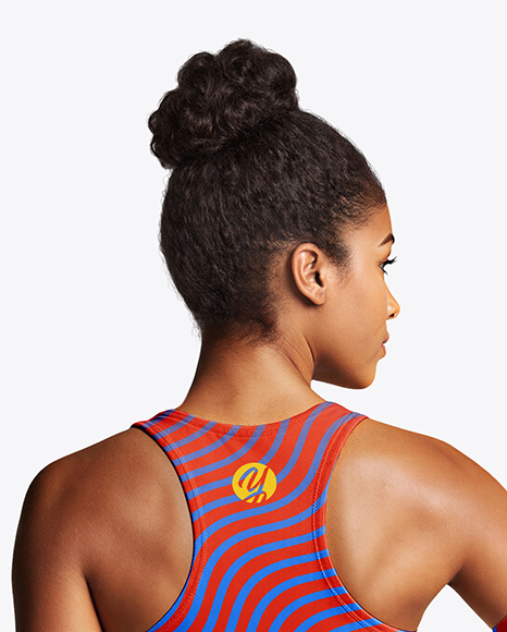Afro-American Woman Wearing Running Kit Mockup