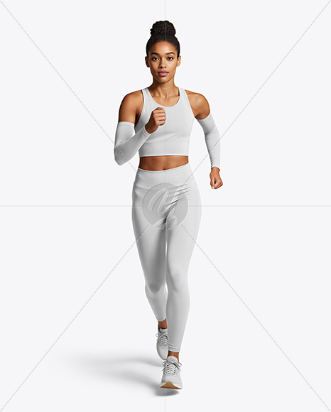 Afro-American Woman Wearing Running Kit Mockup