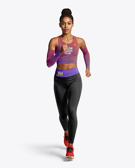 Afro-American Woman Wearing Running Kit Mockup