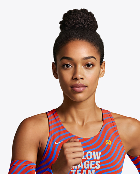 Afro-American Woman Wearing Running Kit Mockup